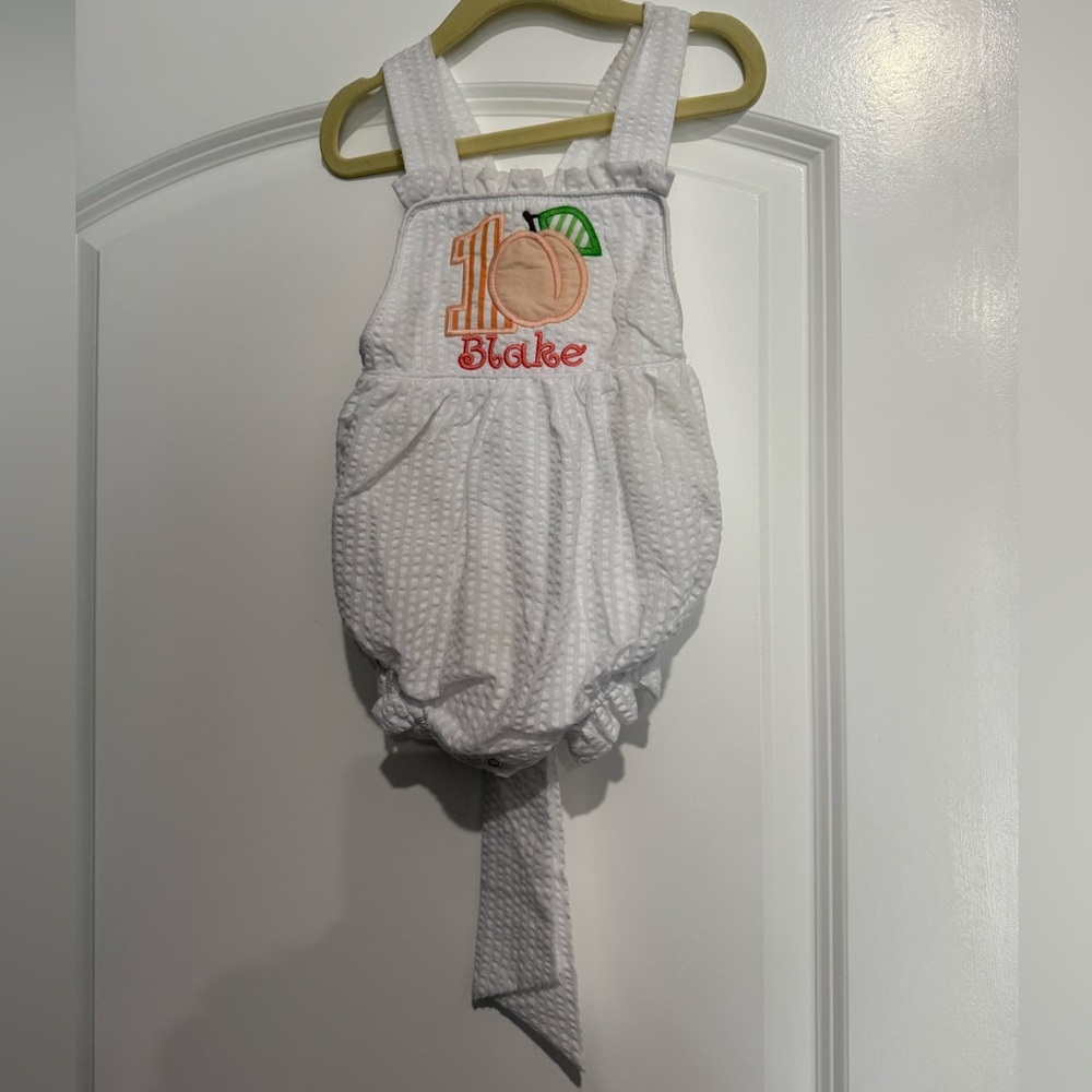 White Baby Romper with “Blake” Embroidery